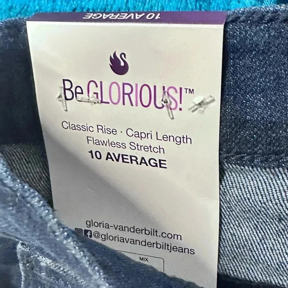 Gloria Vanderbilt Capri Amanda Jeans Dark Blue Wash Built in Slimming Panel 10 - Picture 8 of 8